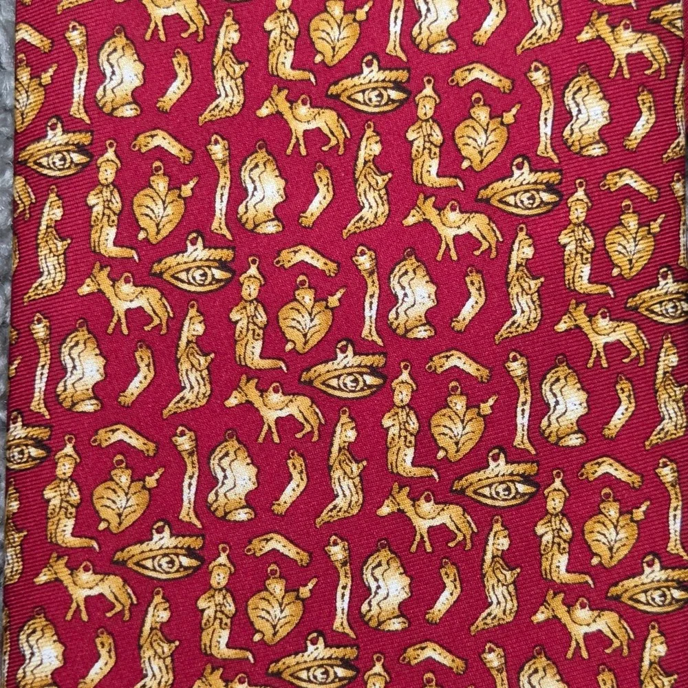 Pineda Covalin Silk Tie‎ Red Milagritos Icons of Faith Mexican Luxury